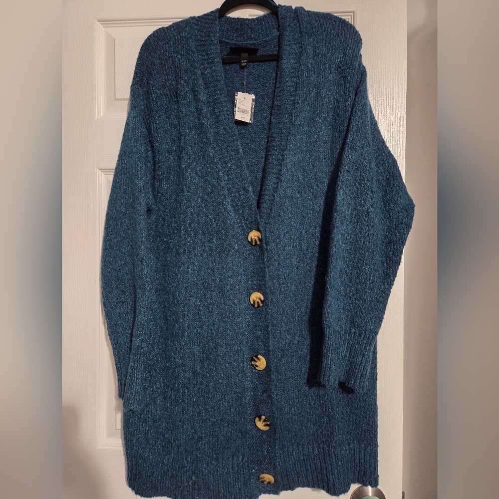 Blue Button-Up Women's Sweater